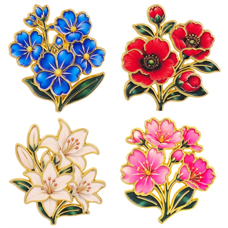 Vintage Tech Accessories - Spilla smaltata floreale vintage colorata e