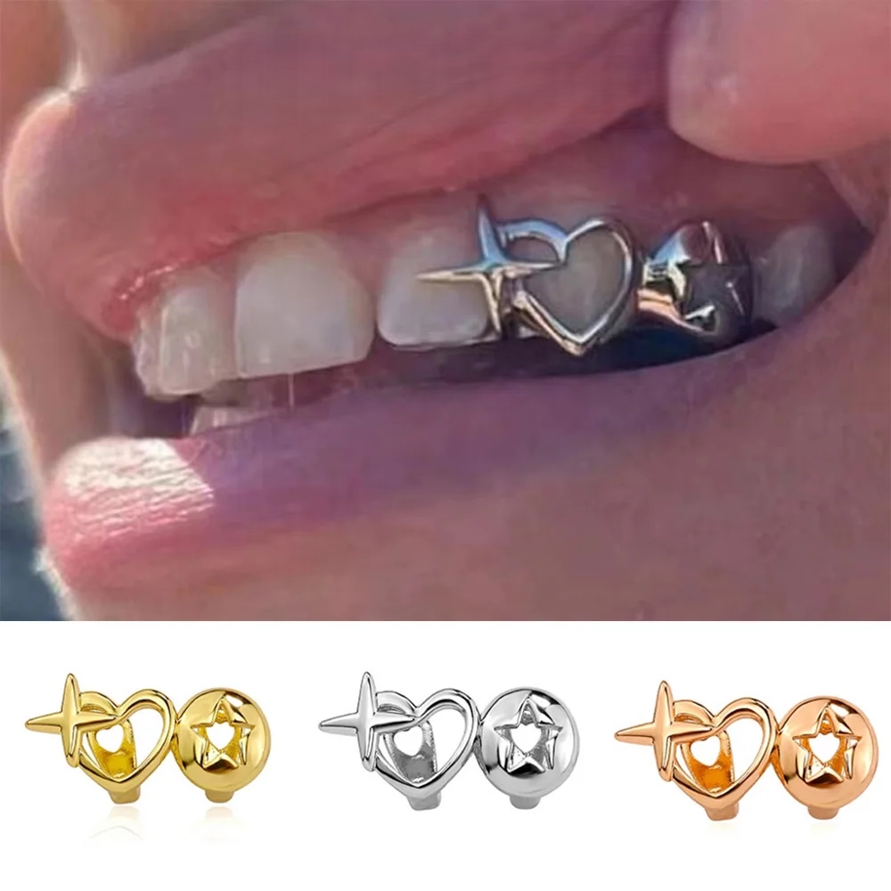 Vintage Tech Accessories - Punk Hip Hop Hollow Heart Denti